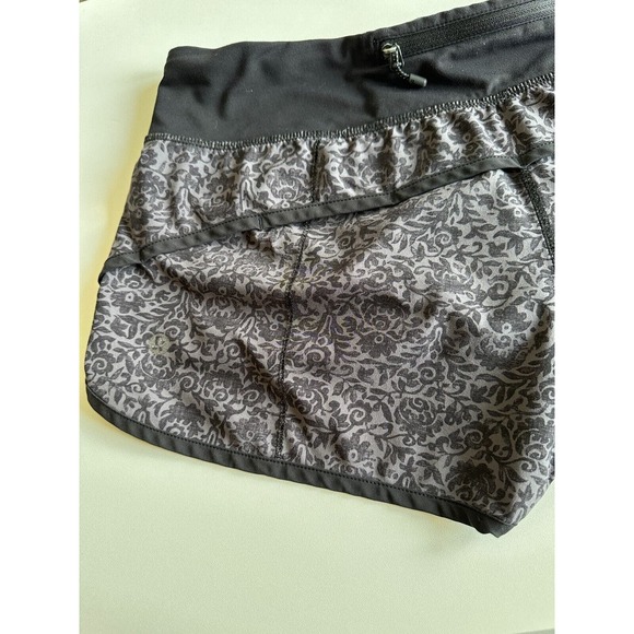 Lululemon Speed Short 2.5 Flossy Dark Carbon Black Paisley Shorts Women's Size 6 - Picture 9 of 15
